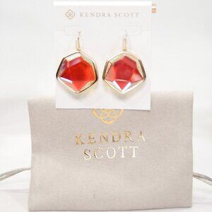 Kendra Scott Vanessa Faceted Dichroic Glass Gold Statement Earrings NWT